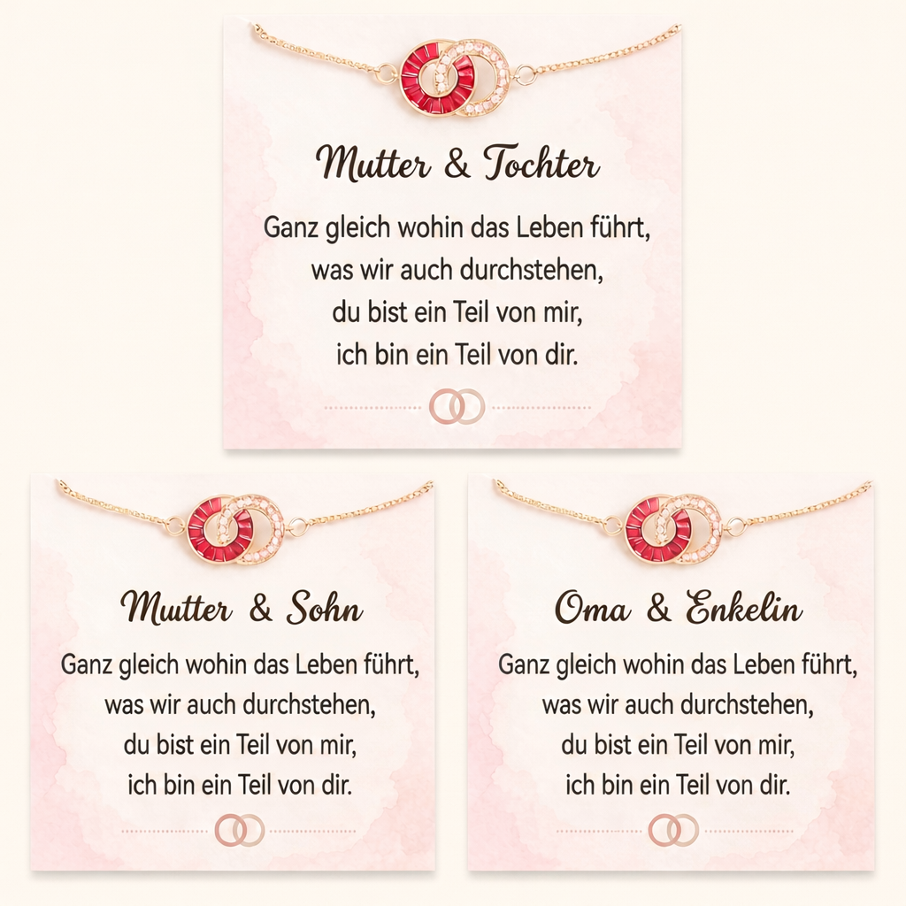 Geburtssteinarmband mit zwei verbundenen Ringen