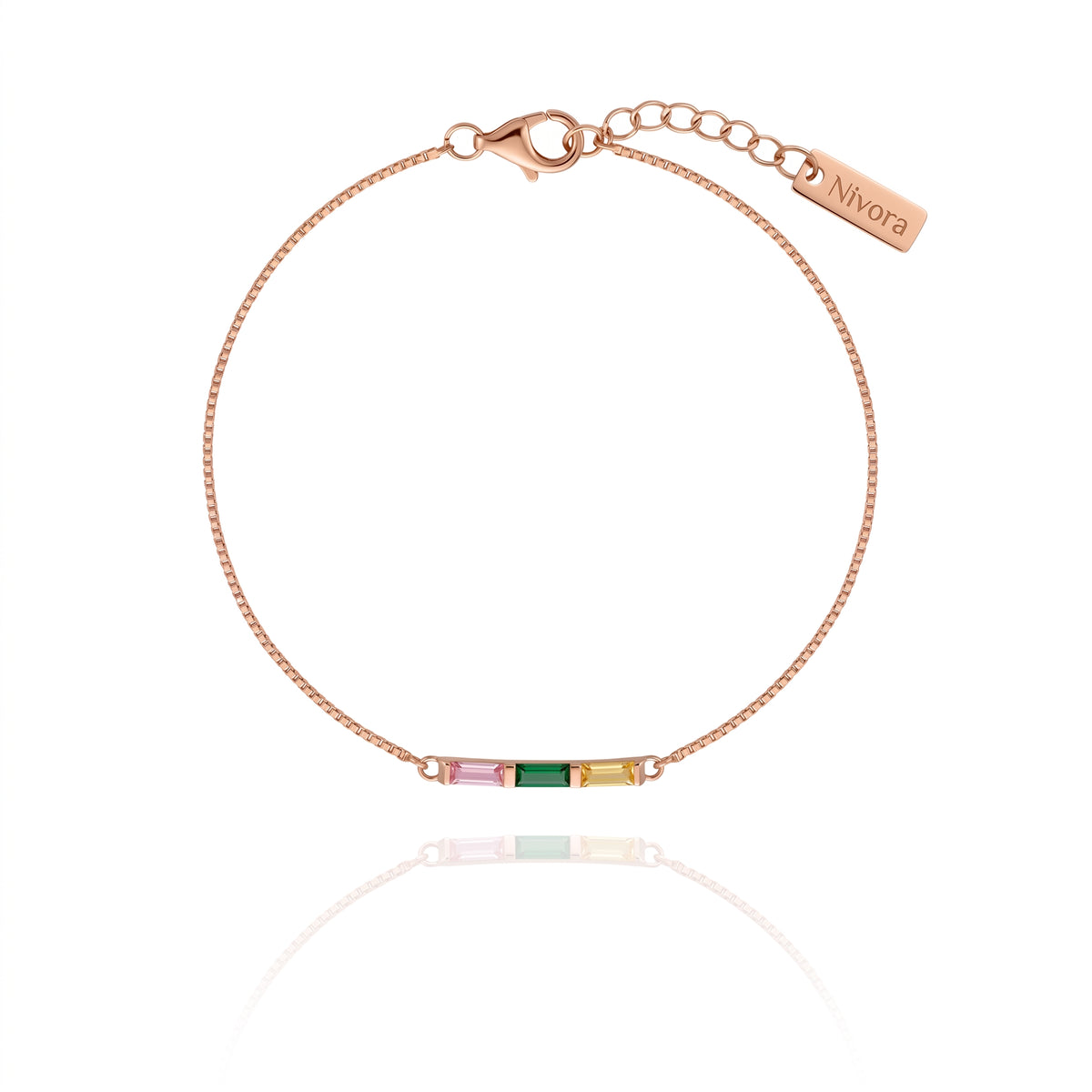Zartes Baguette-Geburtsstein-Armband