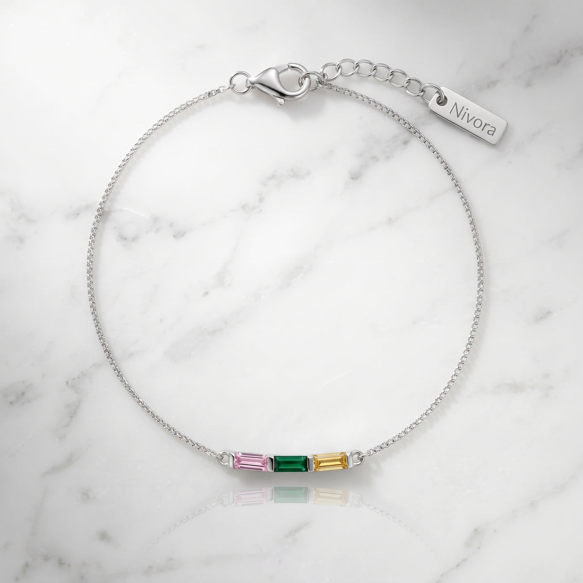 Zartes Baguette-Geburtsstein-Armband