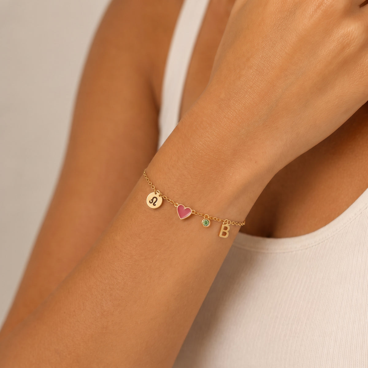 Dein Charm-Armband: Initiale & Stein