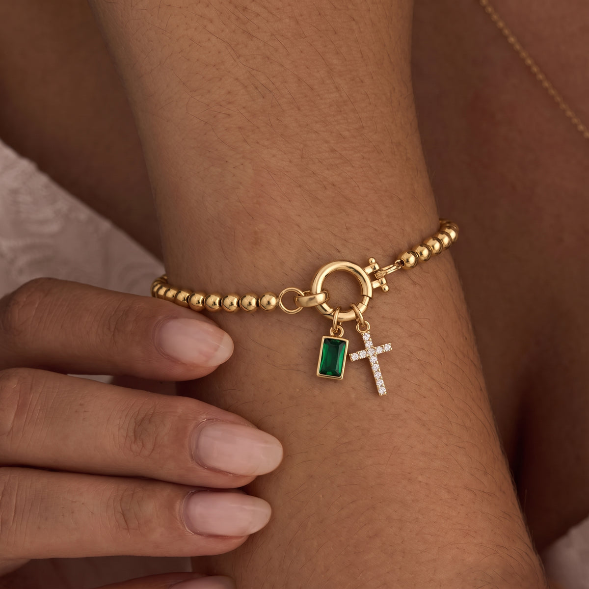 Kreuz-Armband mit Geburtsstein