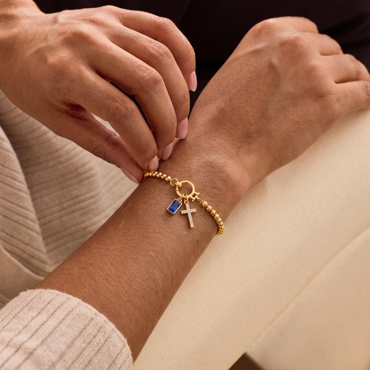 Kreuz-Armband mit Geburtsstein