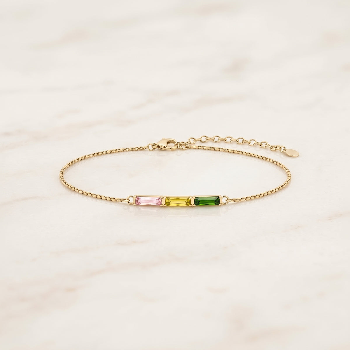 Zartes Baguette-Geburtsstein-Armband