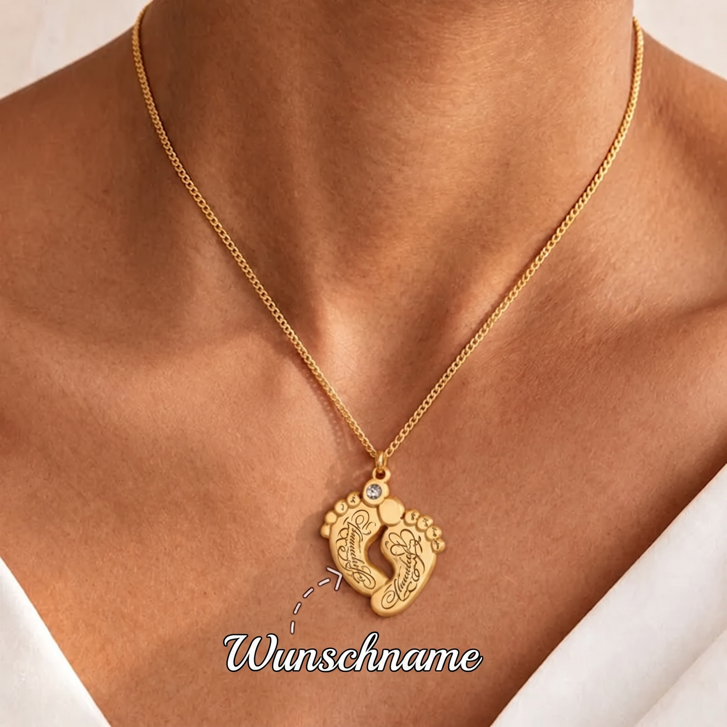 Babyfüßchen-Kette mit Wunschgravur
