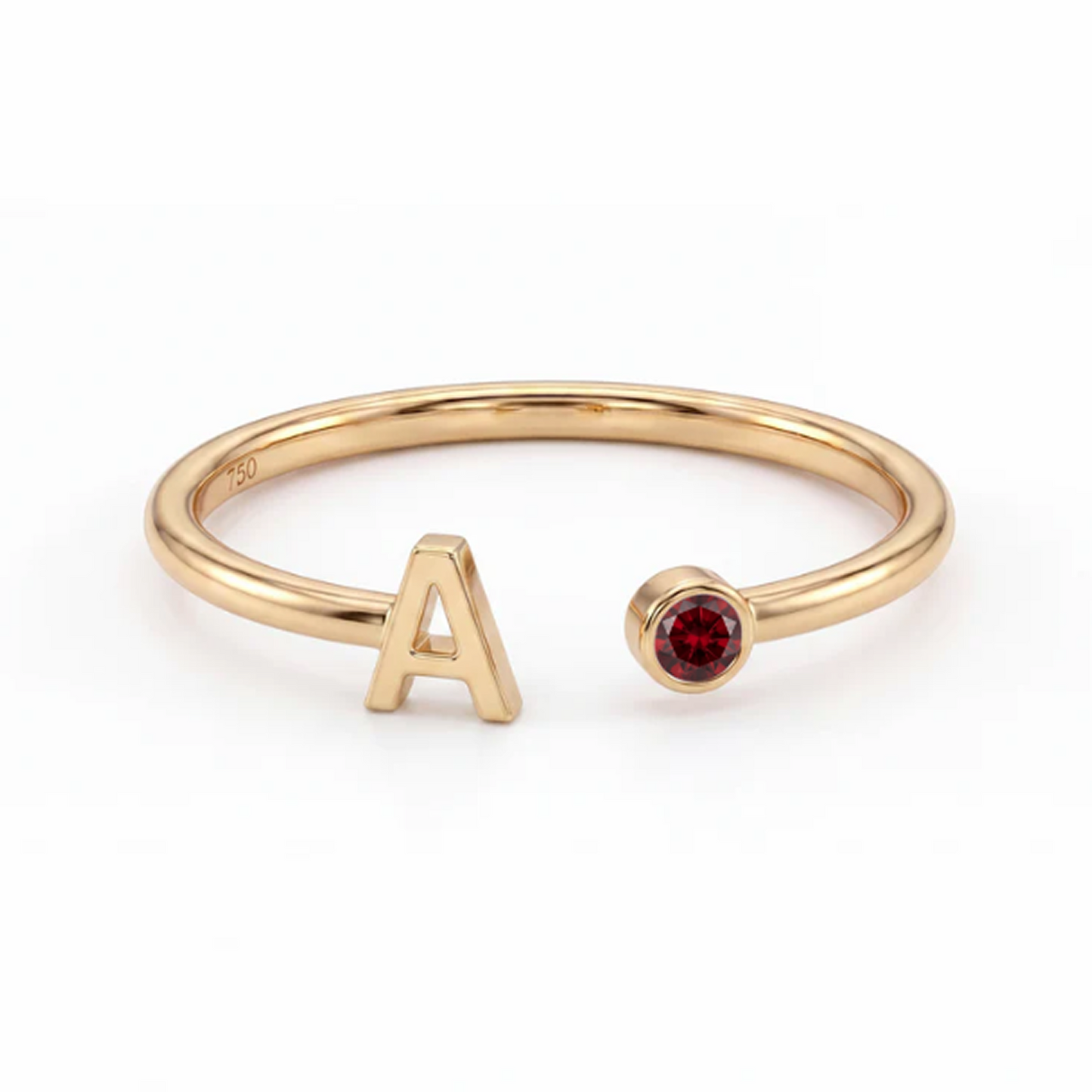 Verstellbarer Ring mit Initiale & Geburtsstein