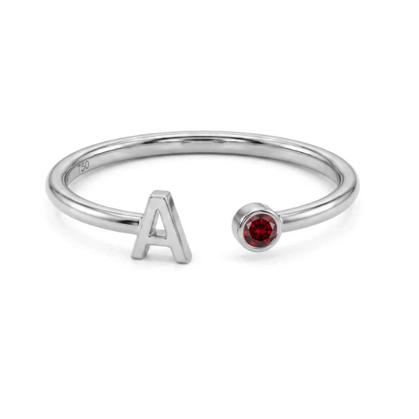Verstellbarer Ring mit Initiale & Geburtsstein